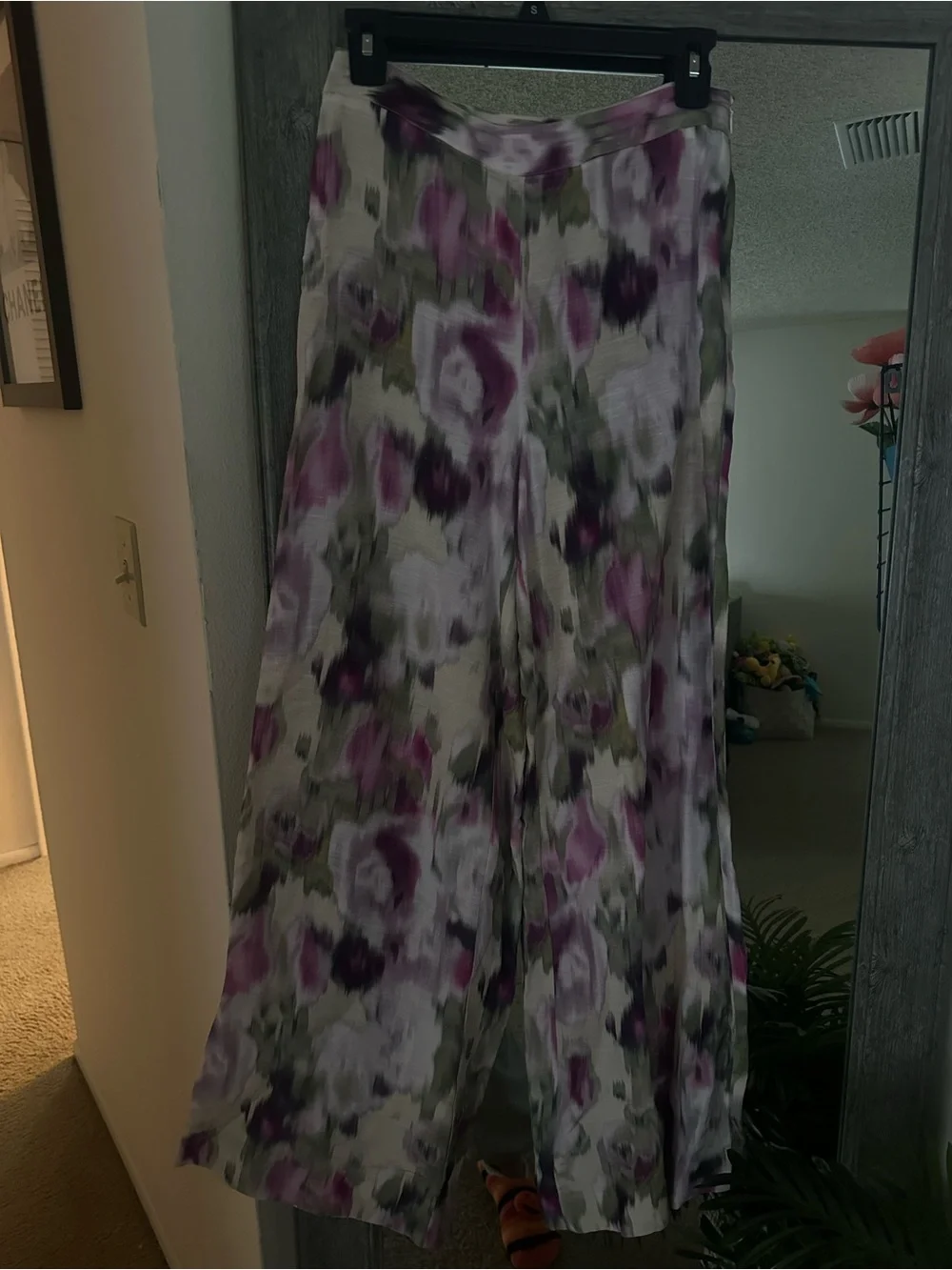 Marchesa Floral Watercolor Camisole in Purple and Olive matching trousers set